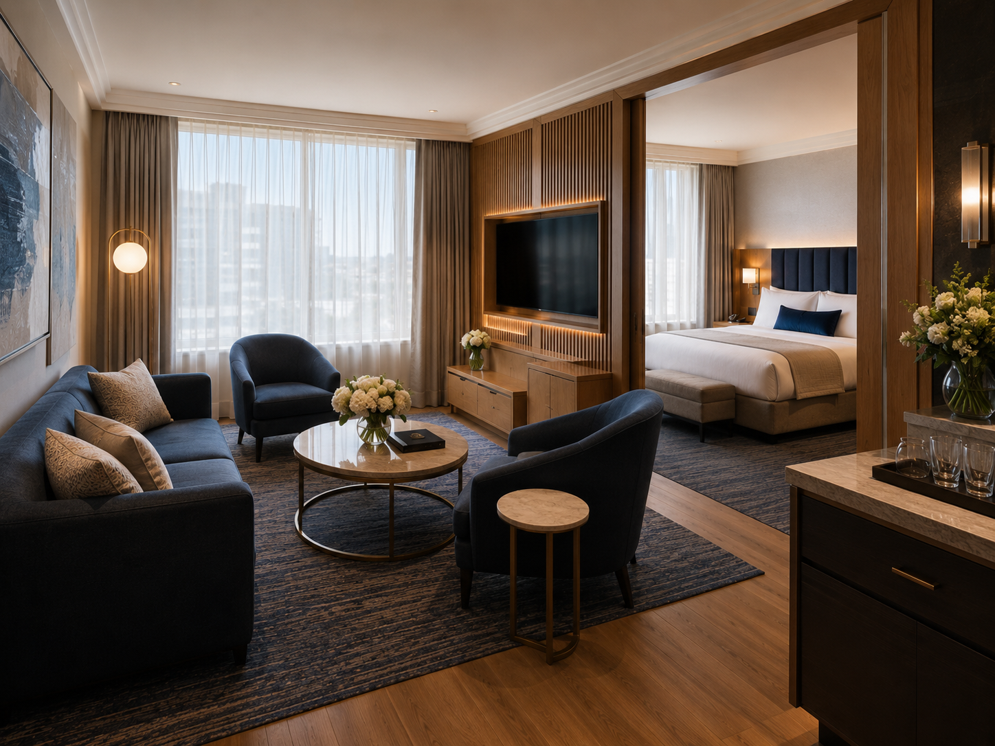 Royal Courtyard Suite with separate lounge area and premium suite layout